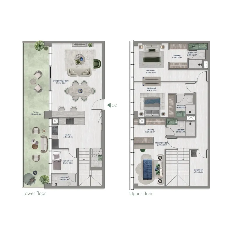 Oceara Park View Residences Phase 1 3 bed floor plan, 2,293 sqft