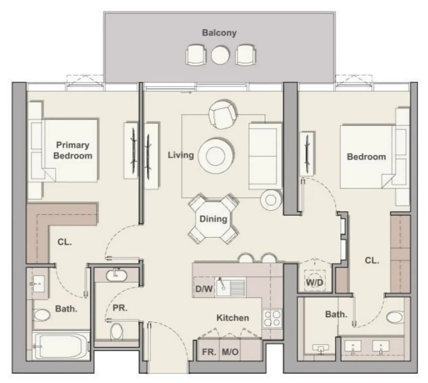 Soto Grande 2 bed floor plan, 1,111 sqft