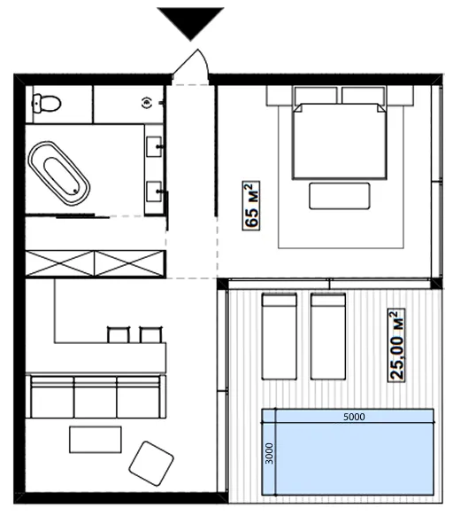 Anta MediSpa Villas Resort 1 bed floor plan, 969 sqft