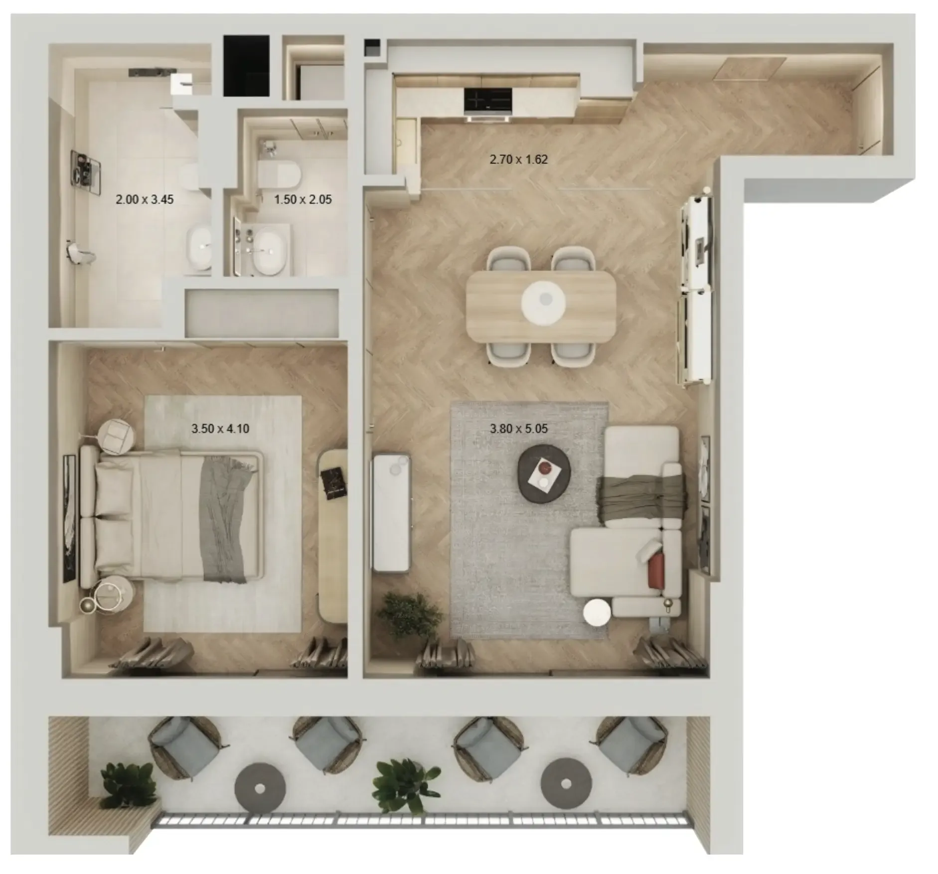Arisha Terraces 1 bed floor plan, 904 sqft