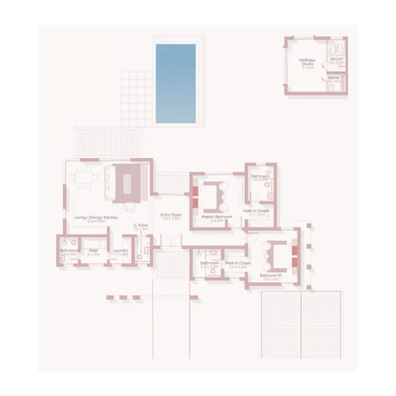 Jebel Sifah - Raya 2 bed floor plan, 1,690 sqft