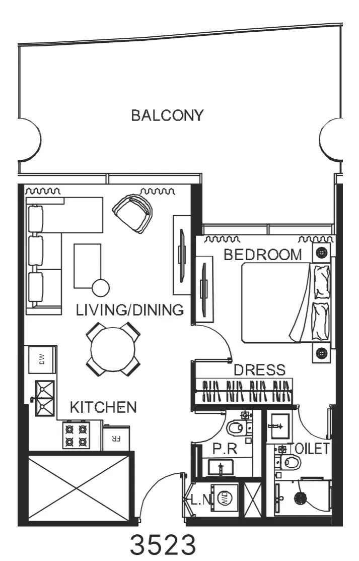 The WOW Tower 1 bed floor plan, 818 sqft