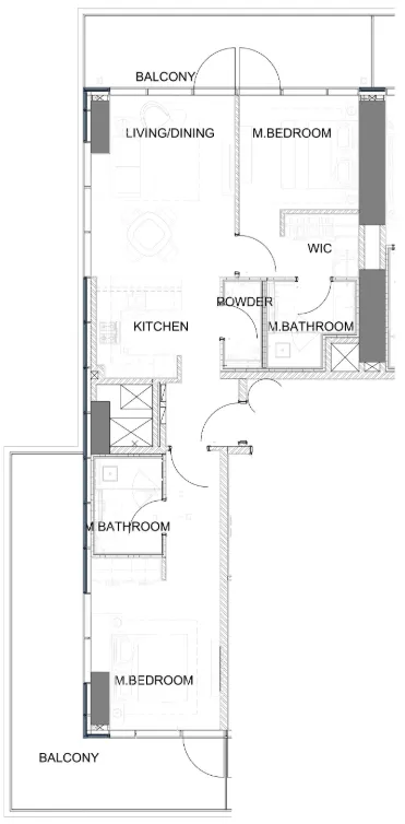 Damac Safa Gate 2 bed floor plan, 1,415 sqft
