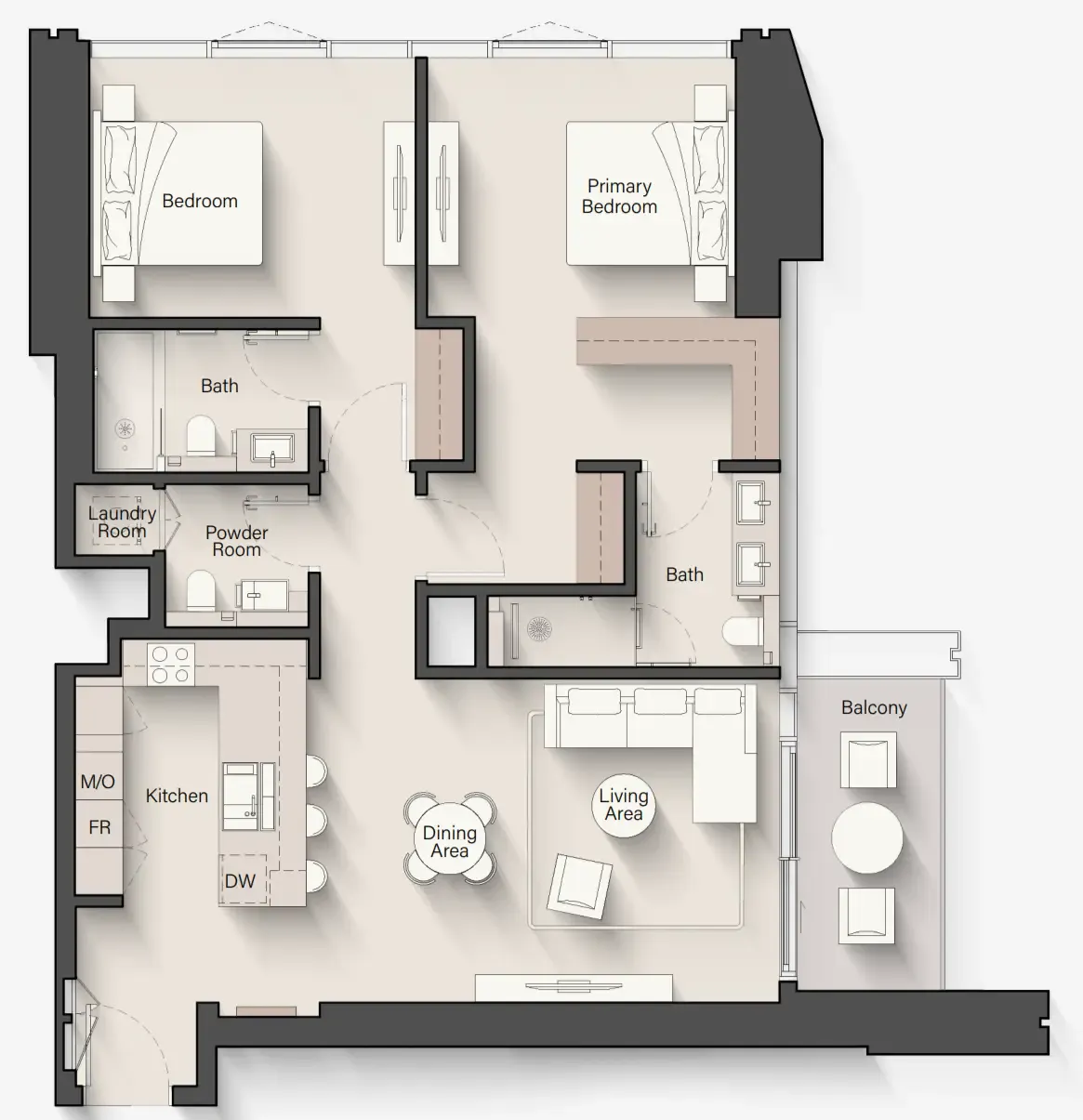 Eltiera Views 2 bed floor plan, 1,221 sqft