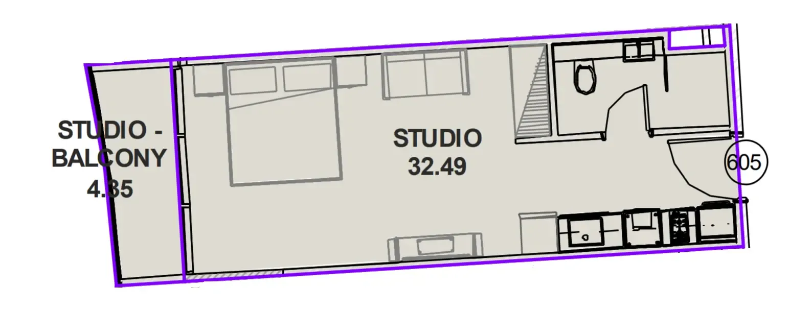 Lucky Oasis Residence Studio floor plan, 397 sqft