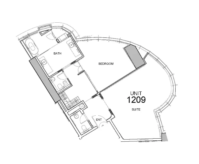 Damac Towers by Paramount 1 bed floor plan, 1,123 sqft
