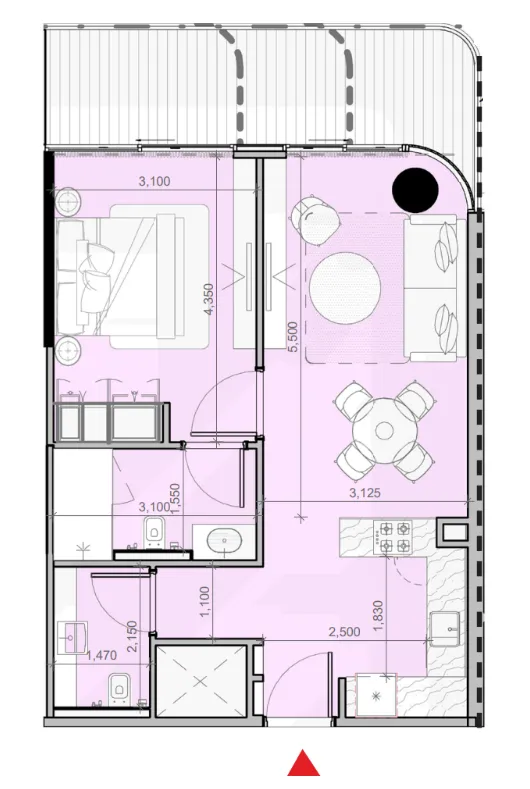 Azizi Ruby 1 bed floor plan, 739 sqft