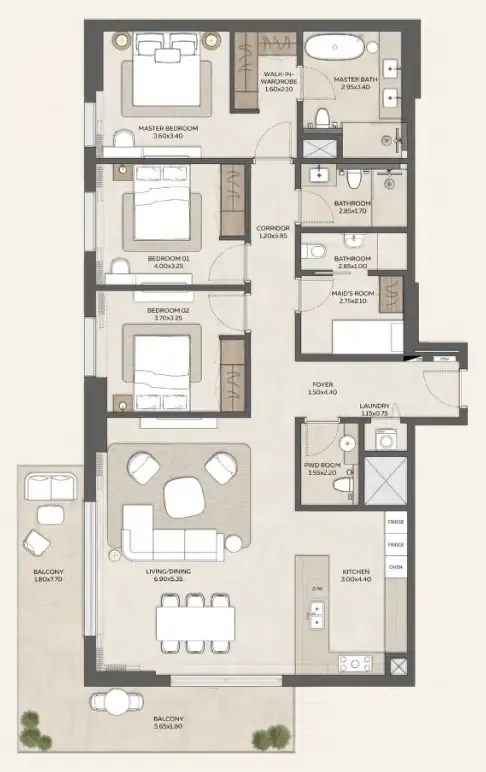 Expo Valley Views 3 bed floor plan, 1,882 sqft