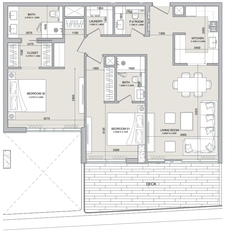 Isolana Residences 2 bed floor plan, 1,795 sqft