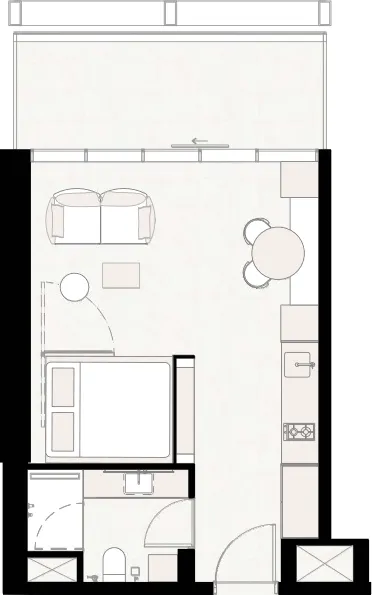 UPSIDE Living Studio floor plan, 474 – 475 sqft