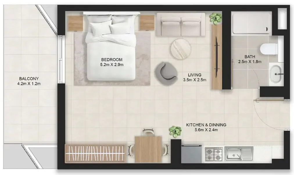 Stellar Axis Studio floor plan, 471 – 490 sqft