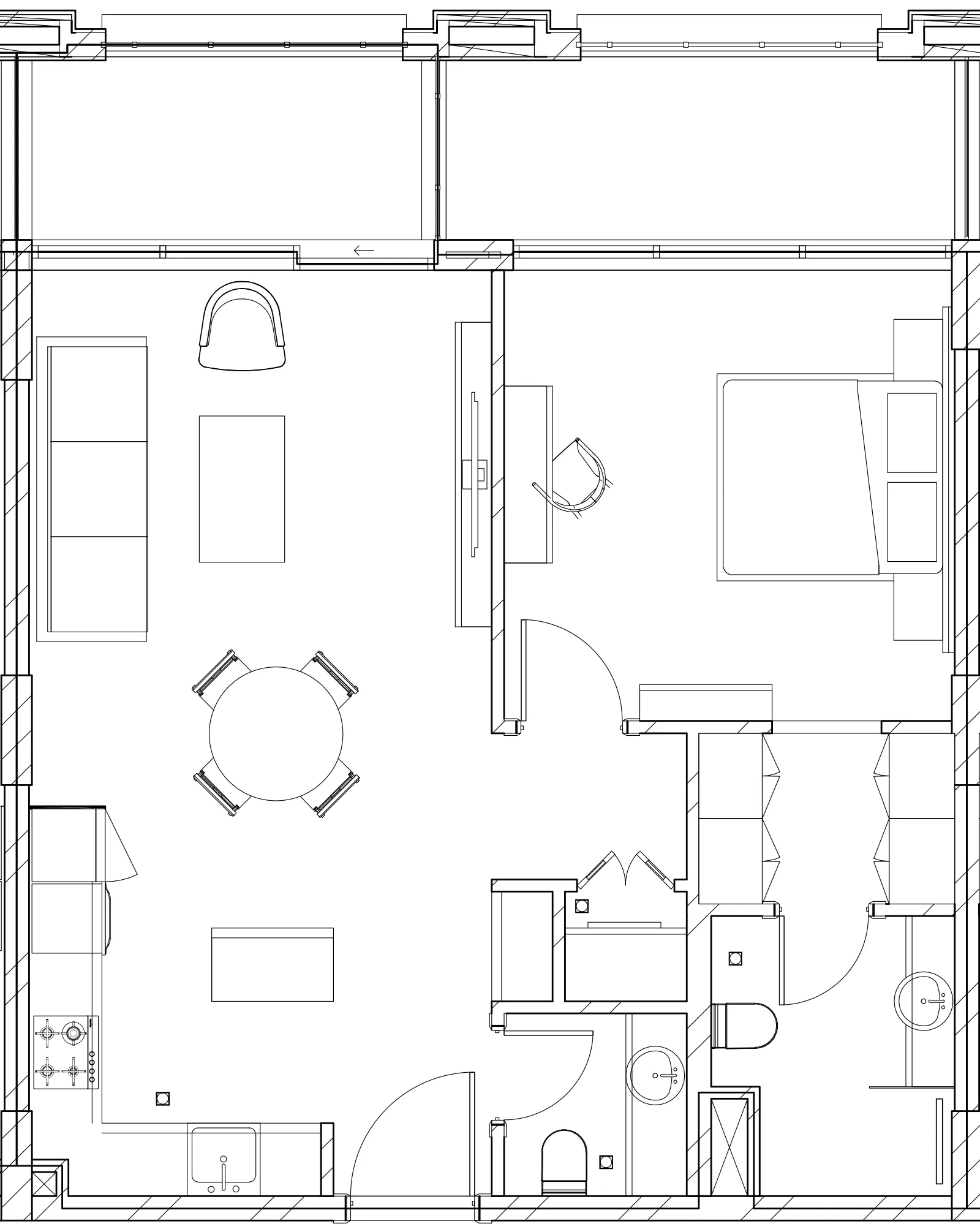 Berkeley Square 1 bed floor plan, 716 sqft
