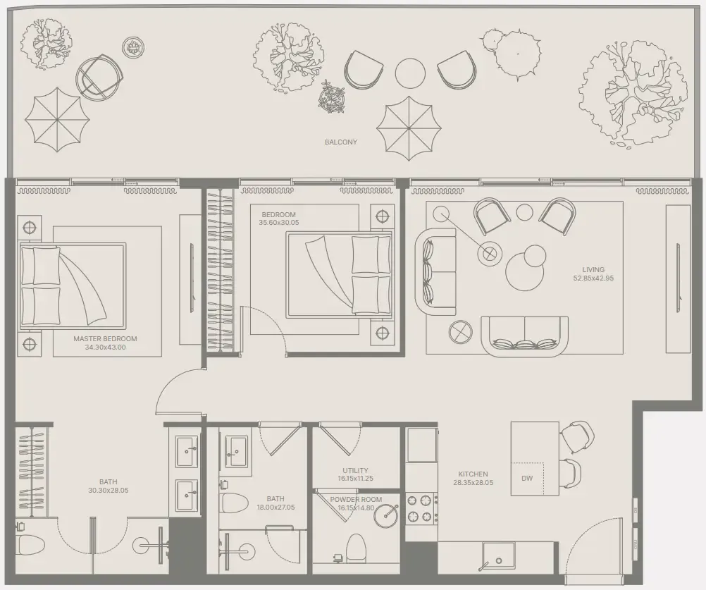 Bond Enclave 2 bed floor plan, 1,392 sqft