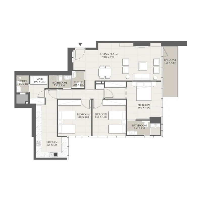 Sapphire 32 3 bed floor plan, 1,515 sqft