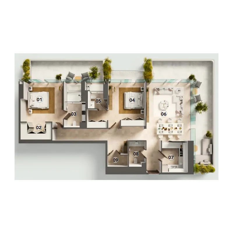 Luluat Marina at Luluat Al Raha 2 bed floor plan, 2,178 sqft