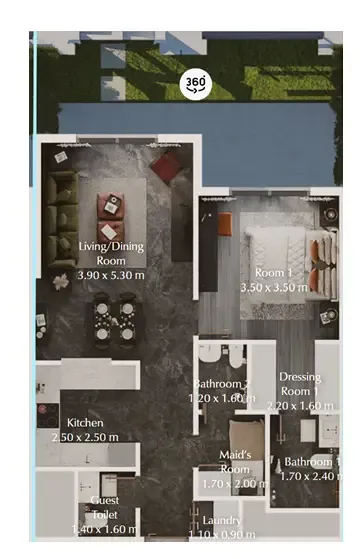 Bab Al Qasr Garden Residences 65 1 bed floor plan, 914 sqft