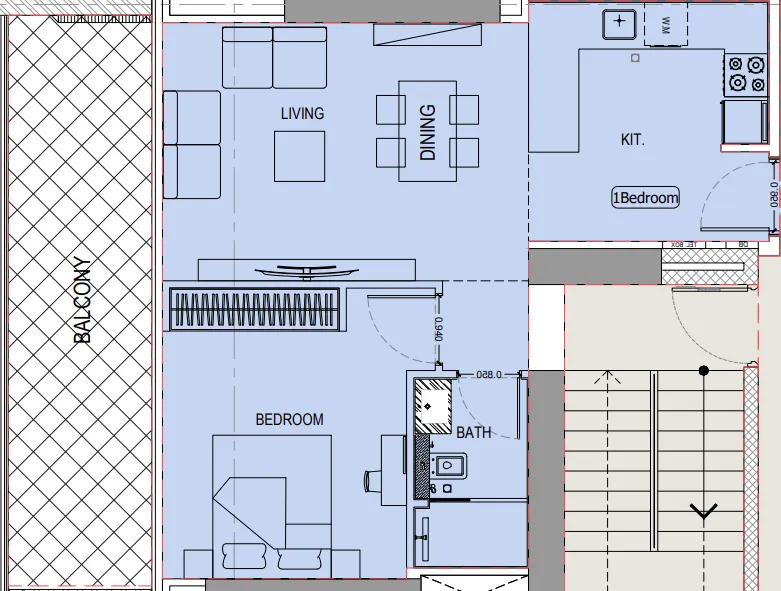 Binghatti Ivory 1 bed floor plan, 785 sqft
