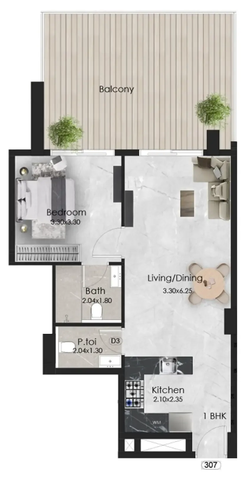 Aristo 1 bed floor plan, 826 sqft