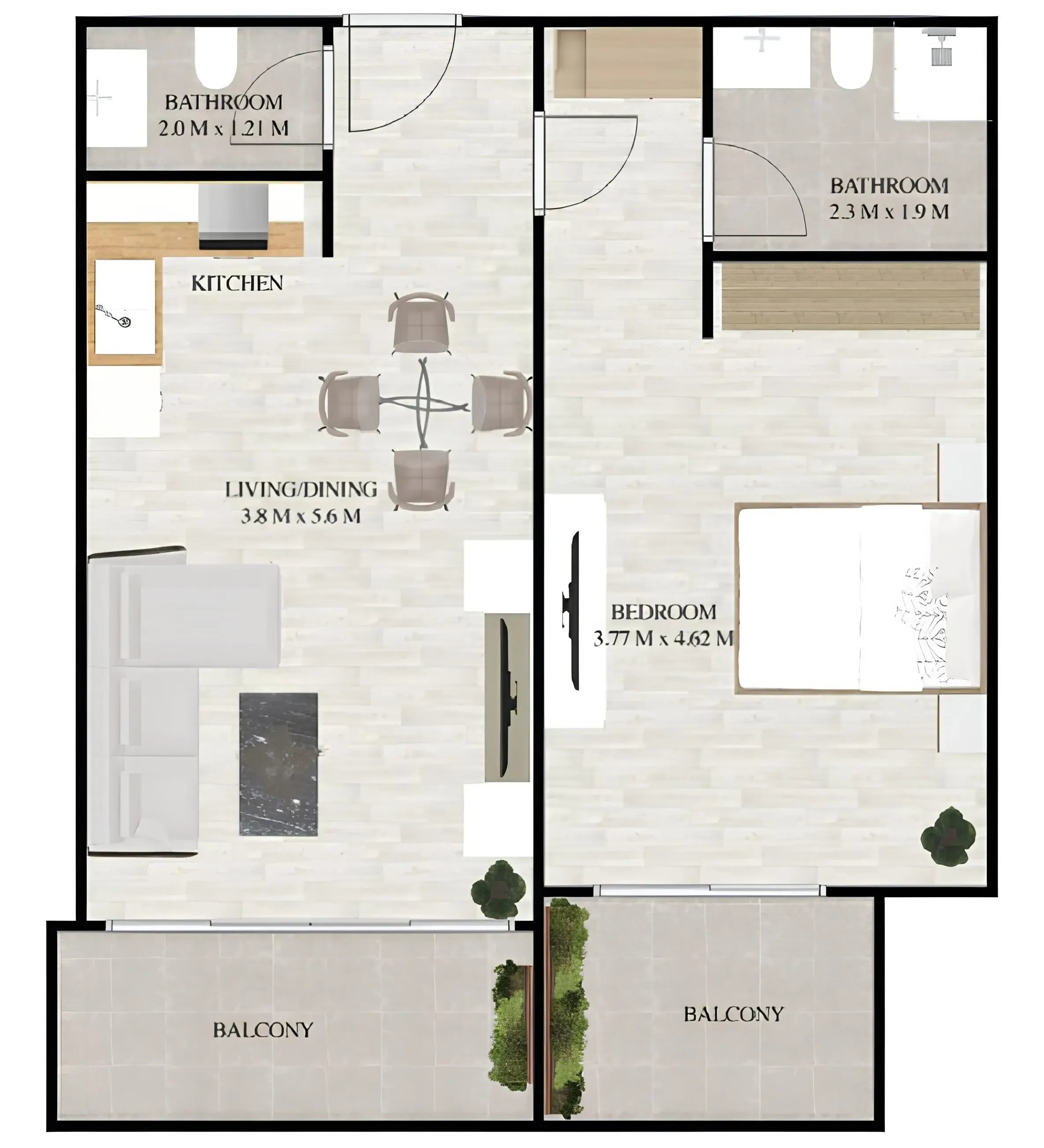 Maimoon Gardens 1 bed floor plan, 812 sqft