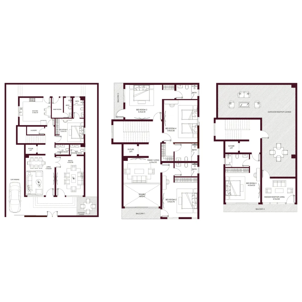 Kabbali Hills 5 bed floor plan, 4,013 sqft