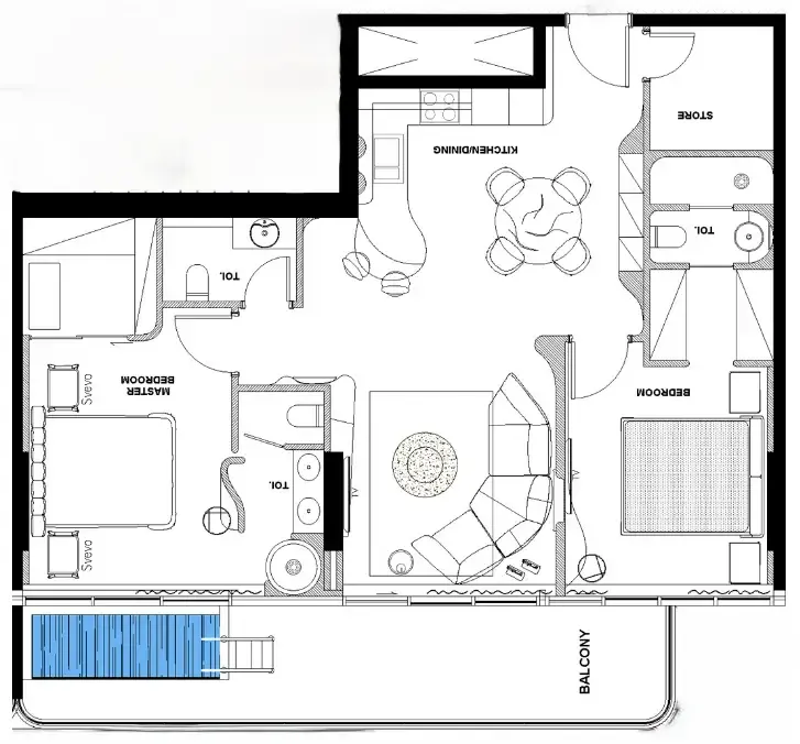 Natuzzi Harmony 2 bed floor plan, 1,267 sqft