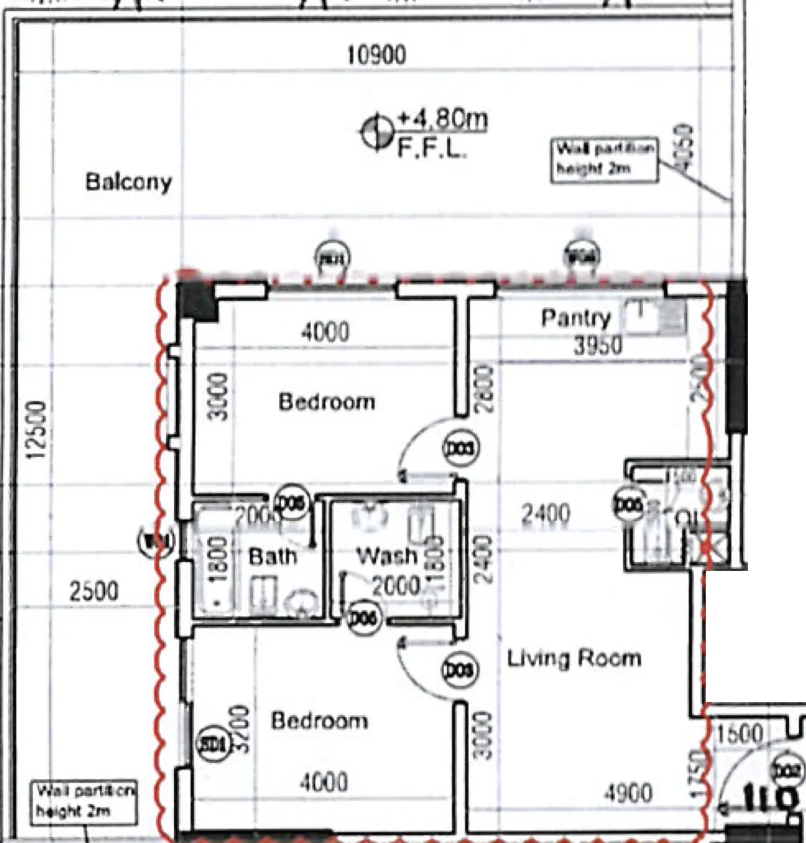 Moonsa Residence 2 bed floor plan, 1,870 sqft