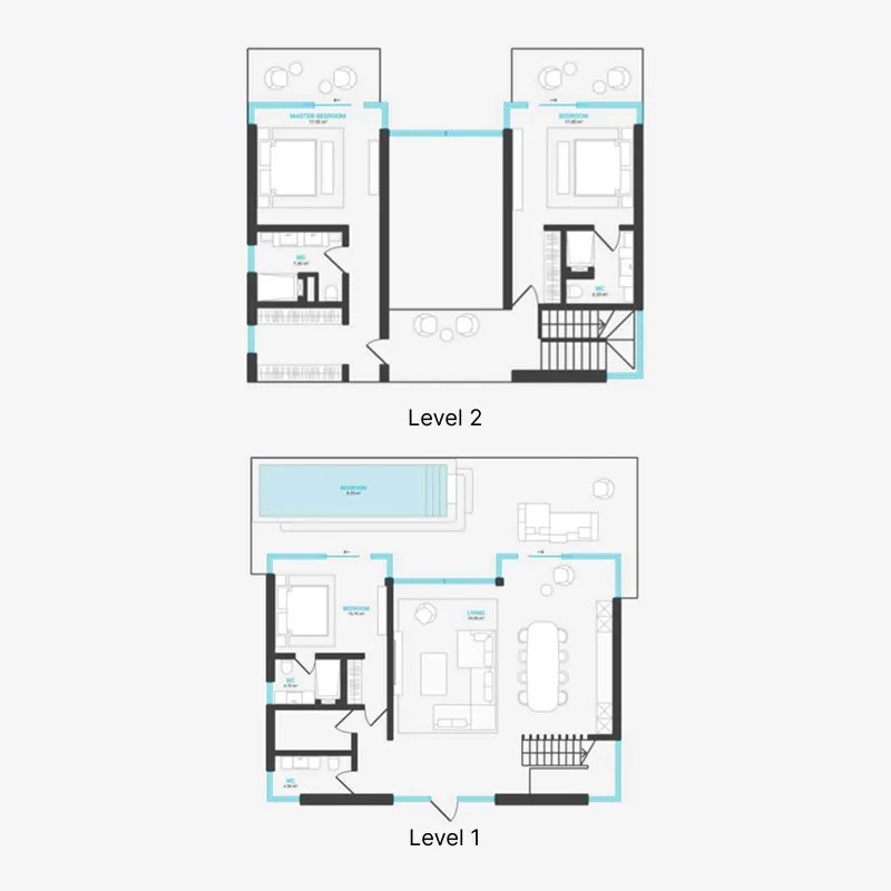 OceaniQ 2 3 bed floor plan, 2,432 – 3,904 sqft