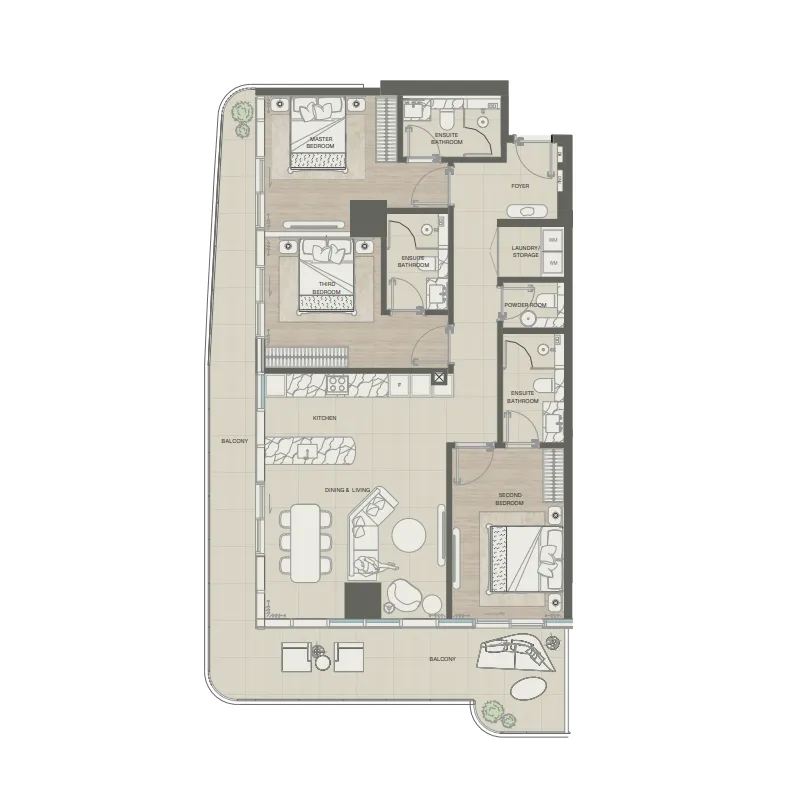 Mondrian Phases 1 and 2 Studio floor plan, 380 sqft