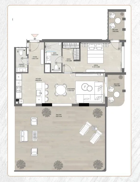 Amber by Enso 1 bed floor plan, 1,437 sqft