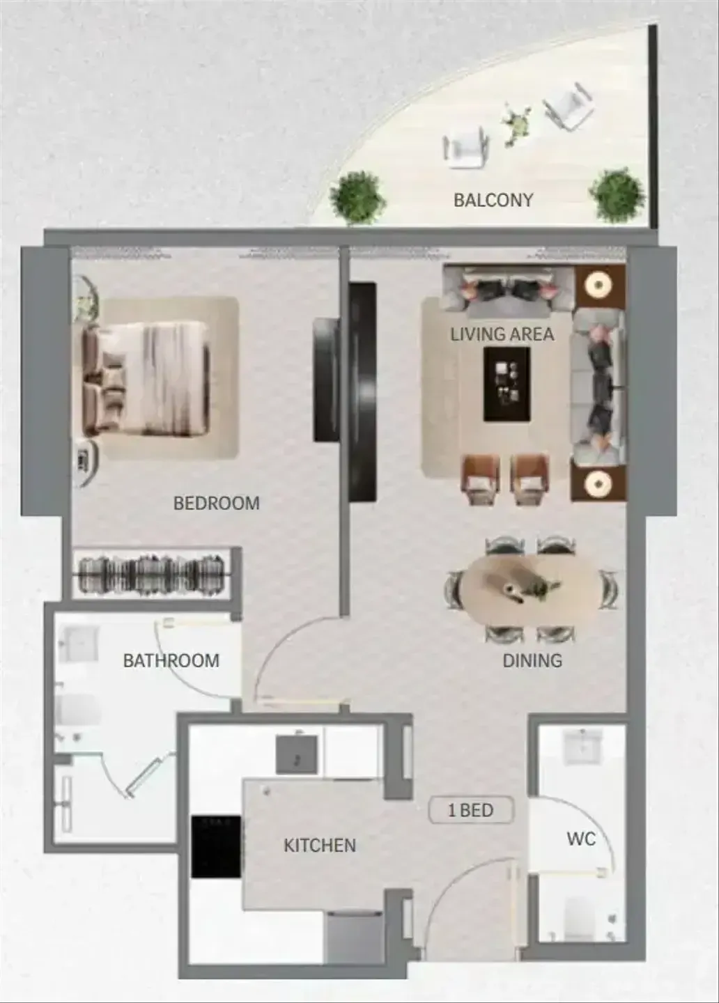 Maybach 6 1 bed floor plan, 617 sqft