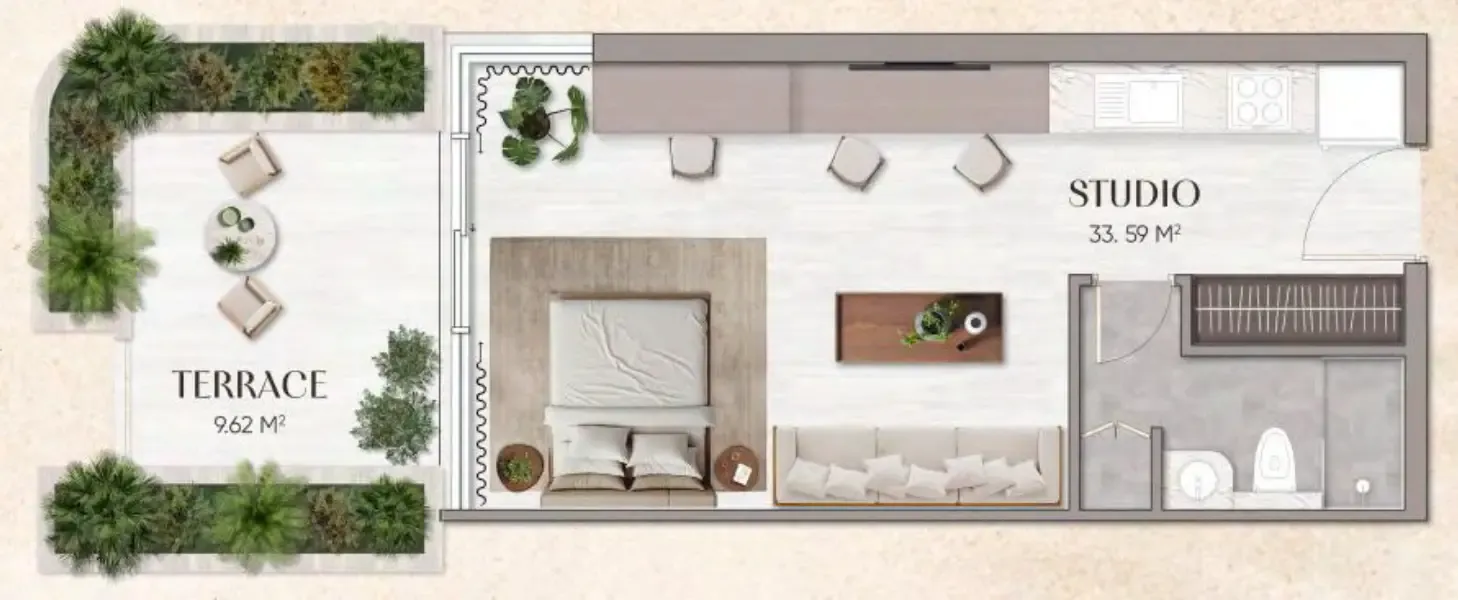 Urban Horizon Studio floor plan, 473 sqft
