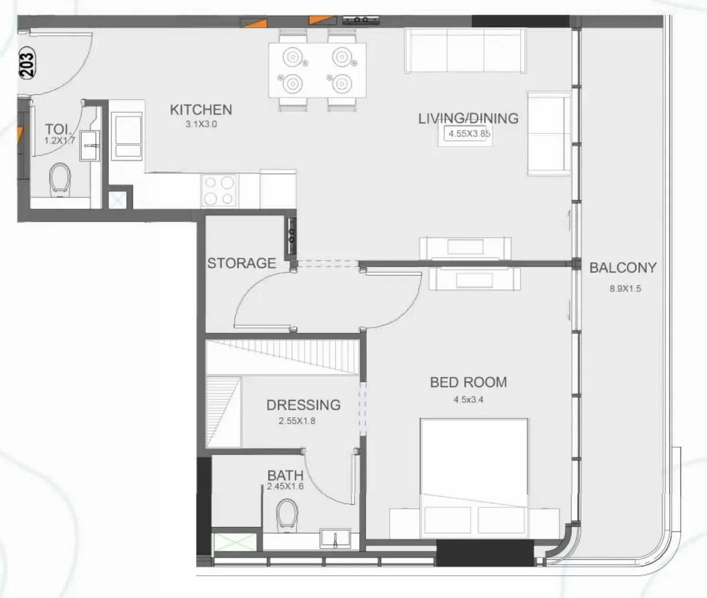 Floarea Oasis 1 bed floor plan, 826 sqft