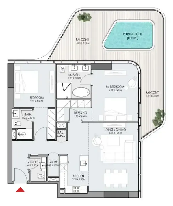Do Hotels and Residences 2 bed floor plan, 1,653 sqft