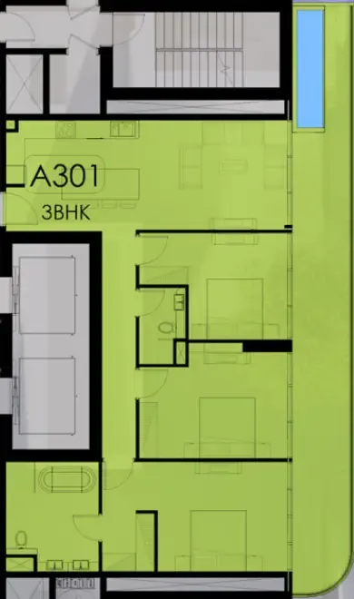 Ocean Pearl 1 and 2 3 bed floor plan, 1,670 sqft