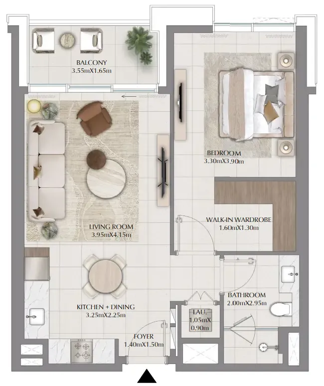 Terra Woods 1 bed floor plan, 765 sqft