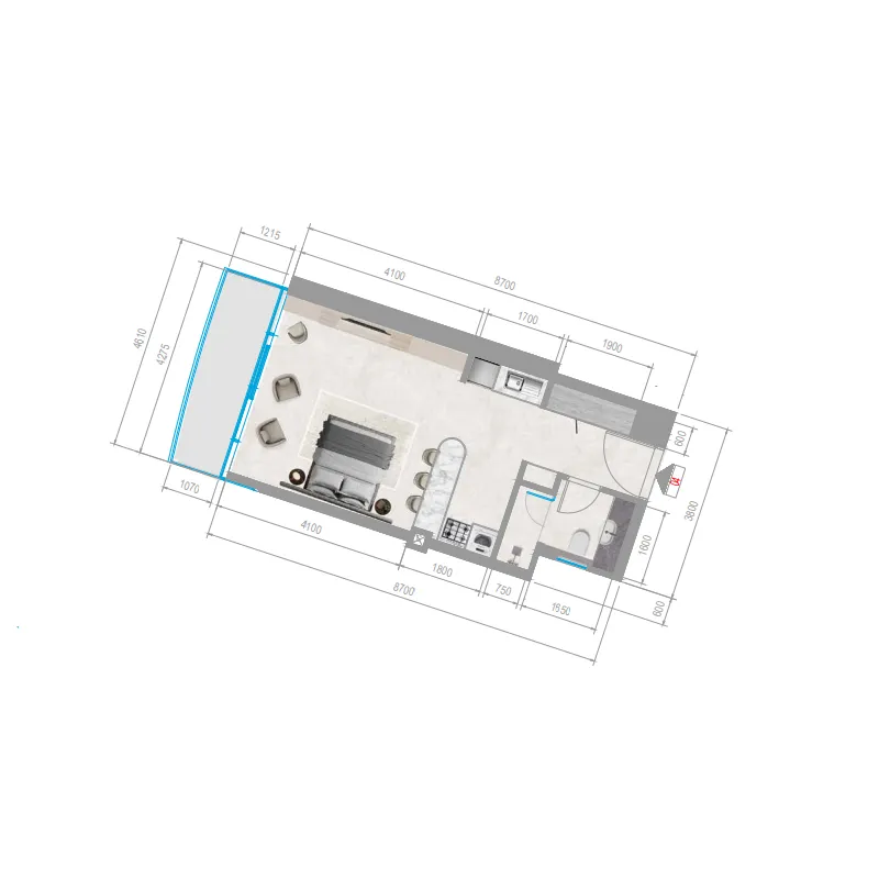 Orchid Towers Phase 1 Studio floor plan, 503 sqft