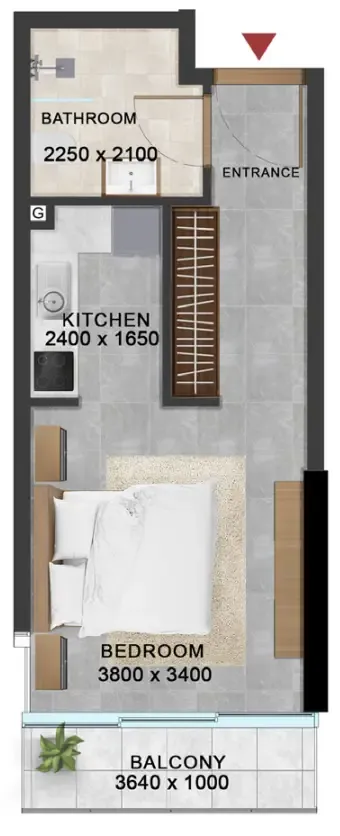 Vivanti Residences by Meteora Studio floor plan, 370 sqft