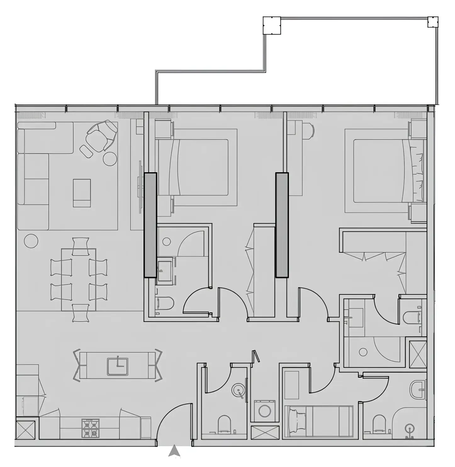 Wynwood Horizon 2 bed floor plan, 1,398 sqft