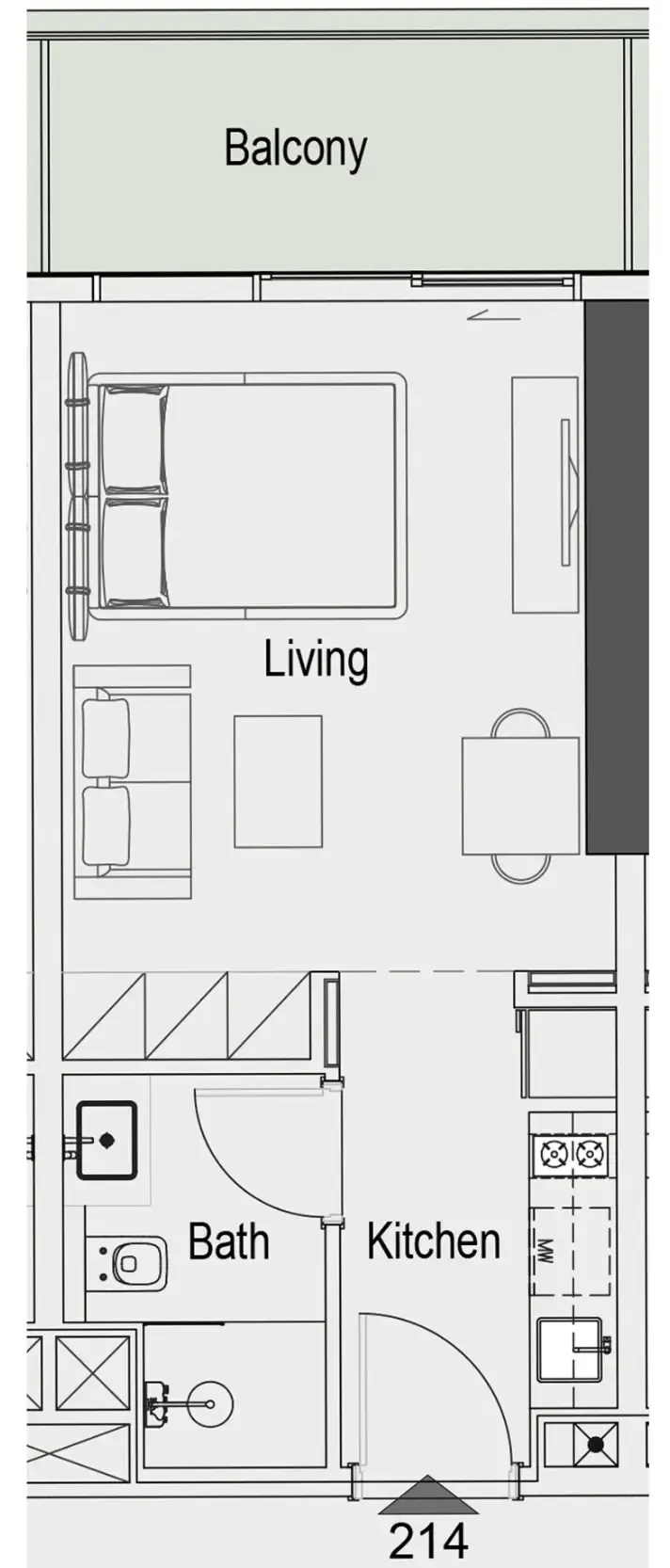 Sierra by Iman Studio floor plan, 417 sqft