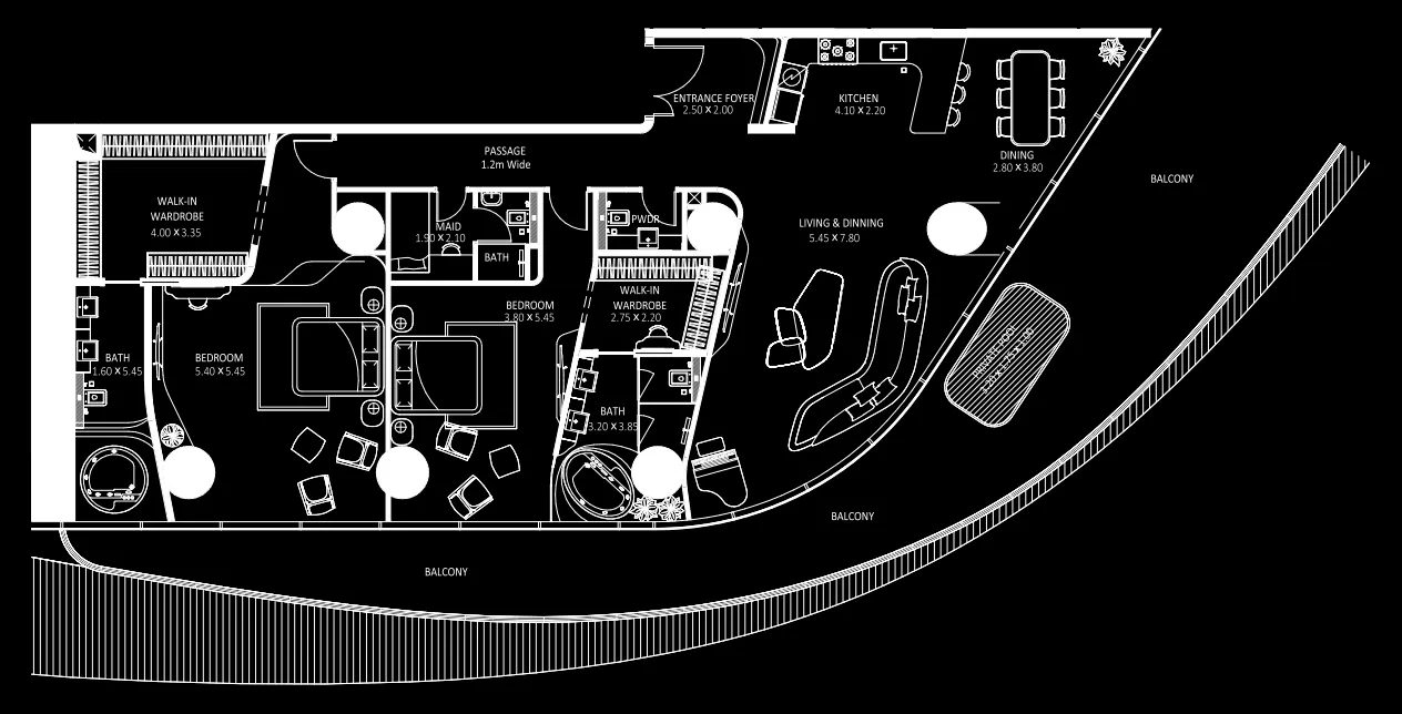 Bugatti Residences by Binghatti 2 bed floor plan, 3,354 sqft
