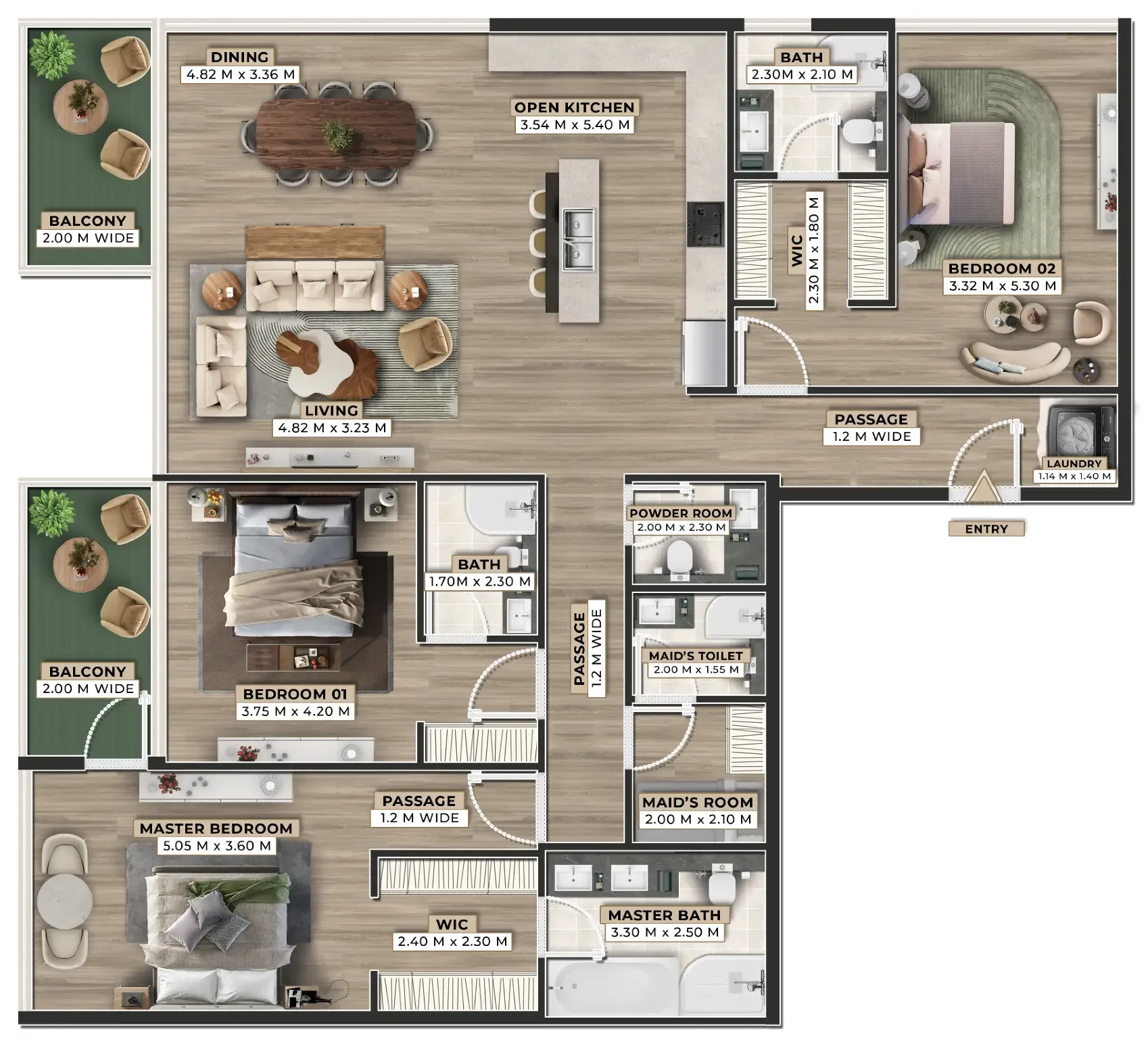 Firoza 3 bed floor plan, 2,146 sqft