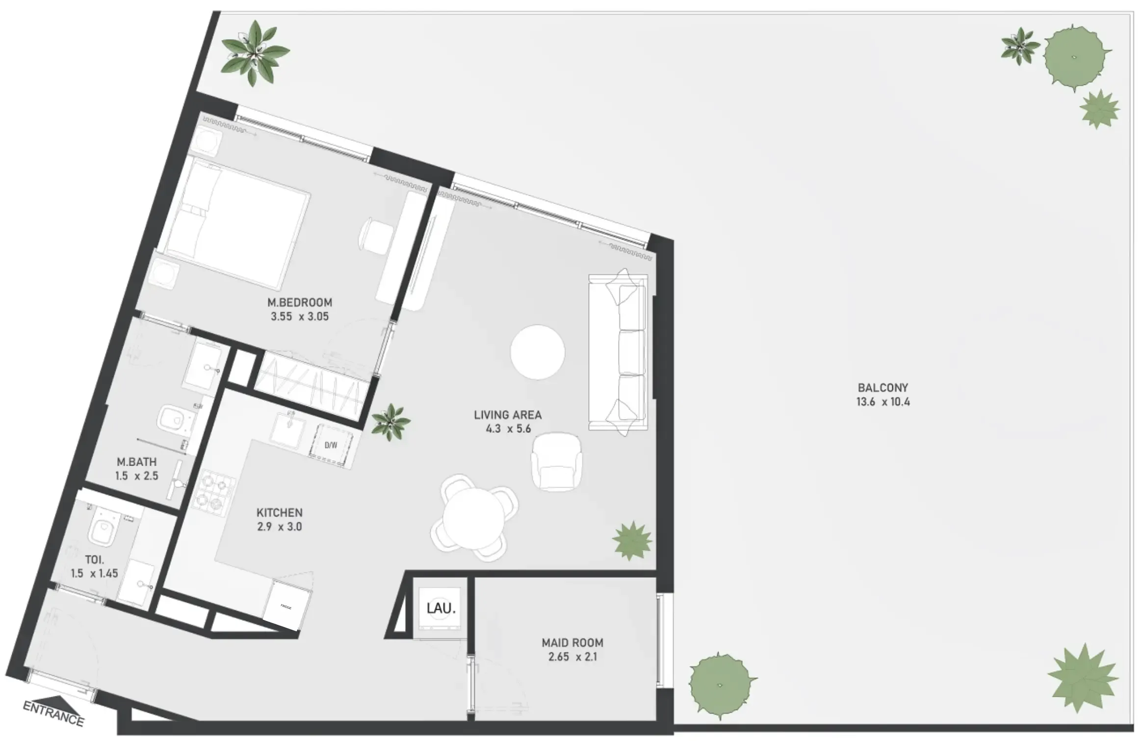 Ayami Residence 1 bed floor plan, 1,649 sqft