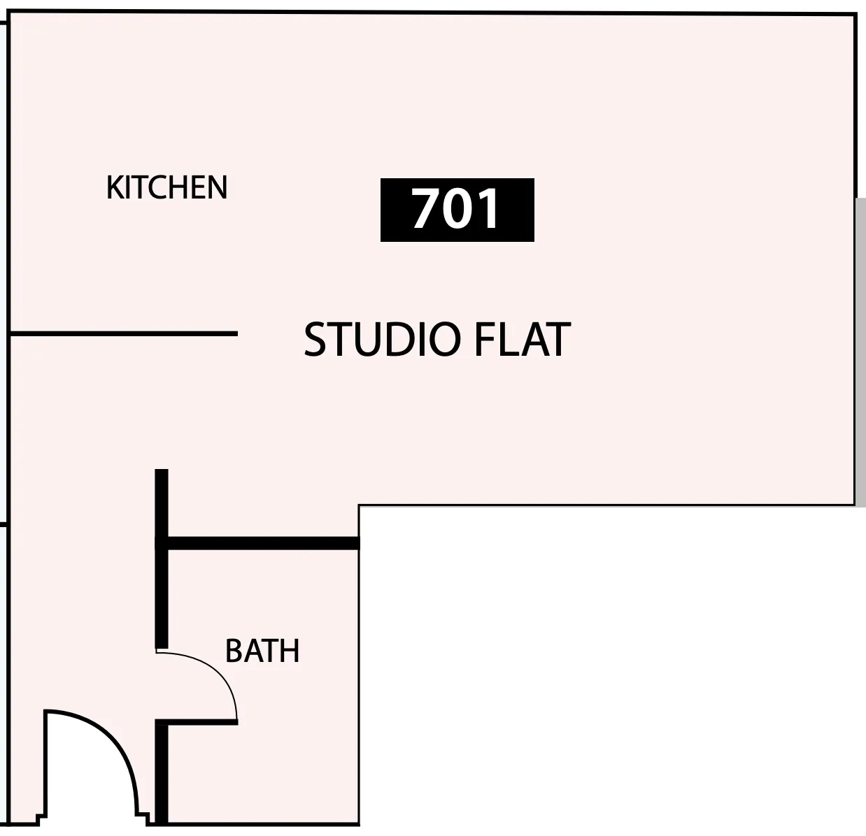 Paradise View 1 Studio floor plan, 469 sqft