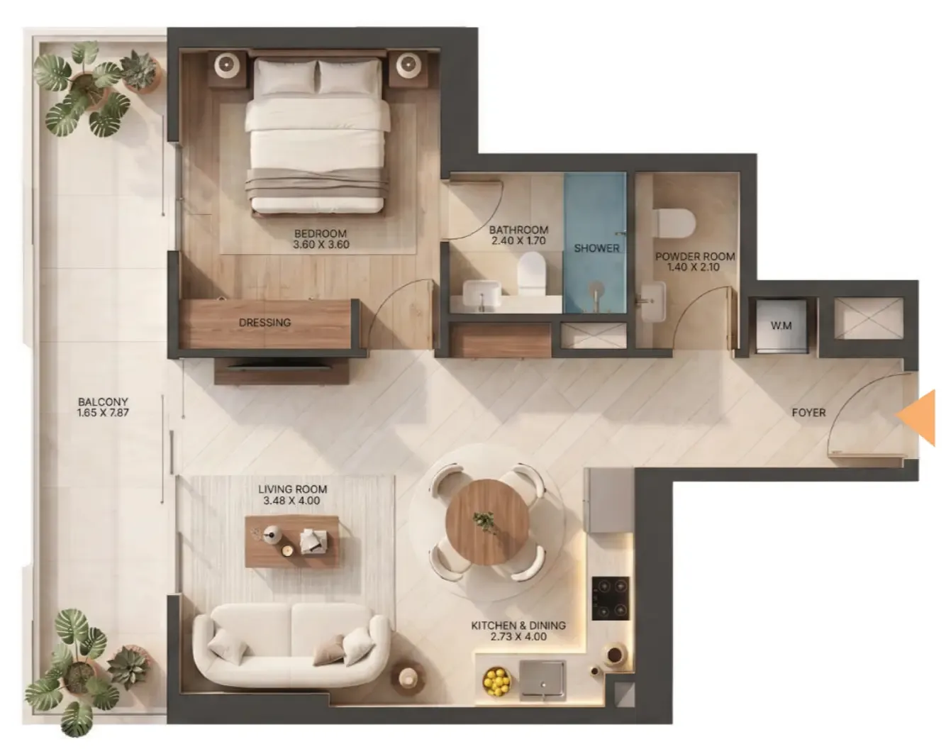 Zen Lagoons by Sanzen 1 bed floor plan, 746 sqft