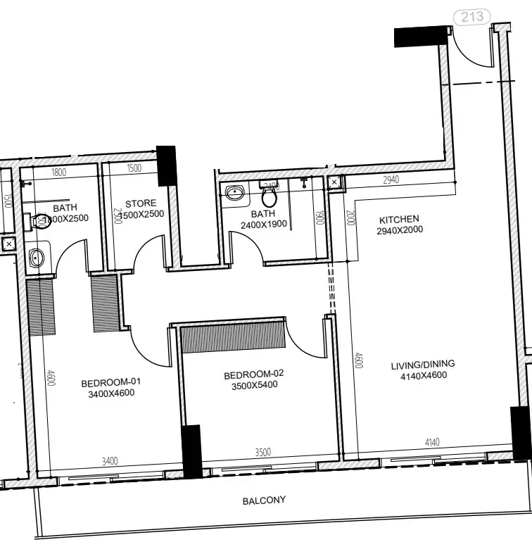 Astra South 2 bed floor plan, 1,036 sqft