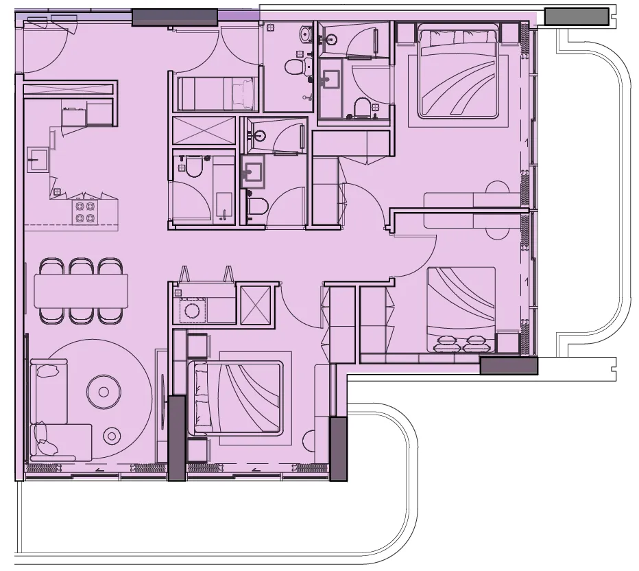 Le Blanc 3 bed floor plan, 1,618 sqft