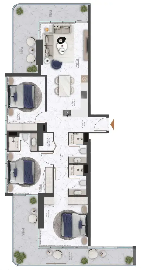 Wadi Hills 3 bed floor plan, 1,488 sqft