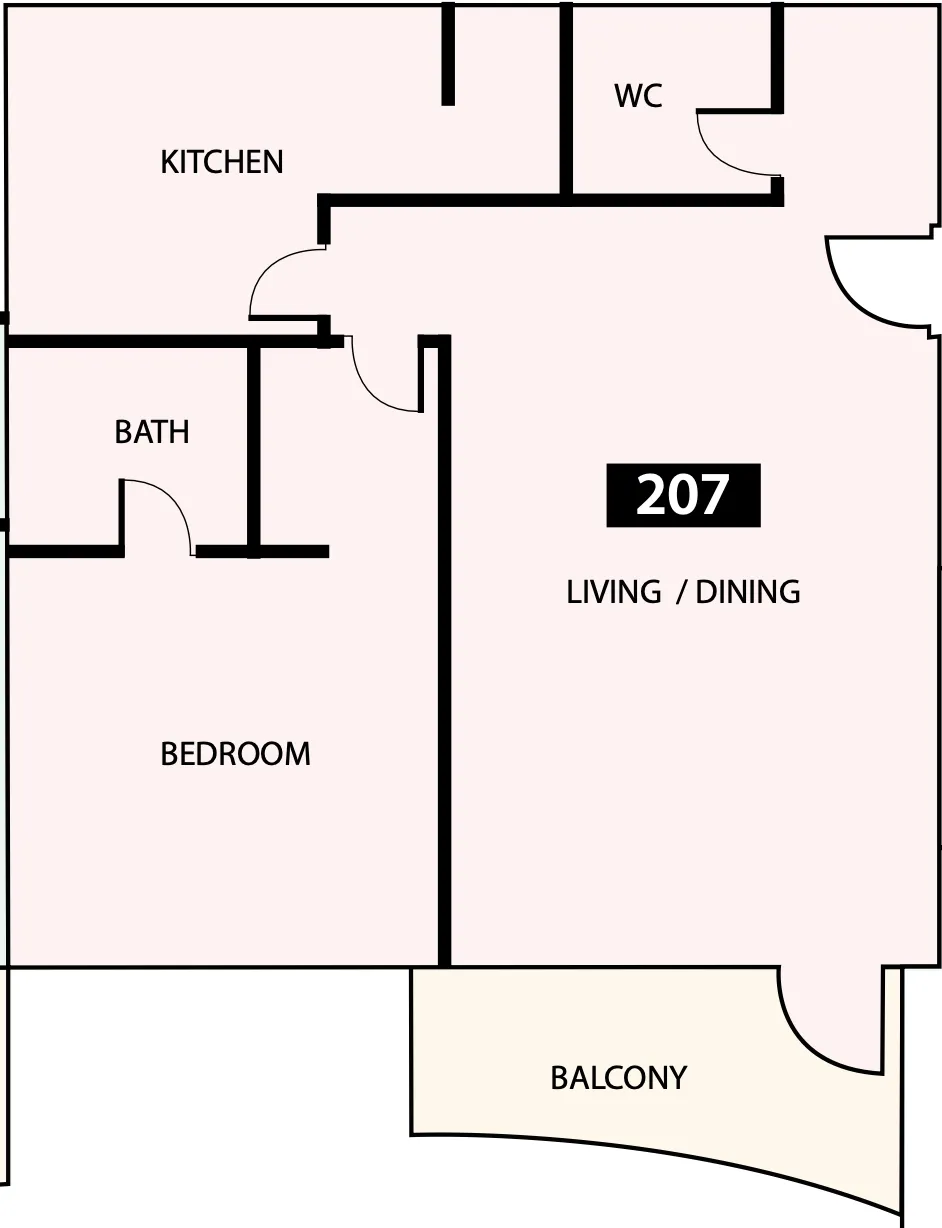 Paradise View 1 1 bed floor plan, 831 sqft