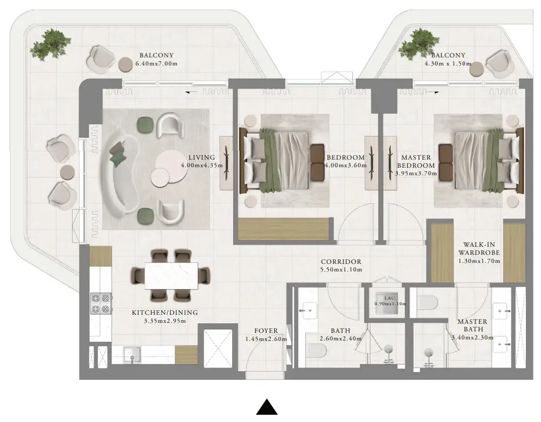 Sera 1 2 bed floor plan, 1,357 sqft