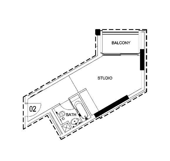 Damac Hills 2 - Hotel Edge by Rotana Studio floor plan, 434 sqft